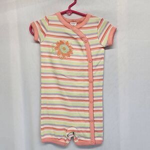 Gymboree Stripe Flower Embroidered Romper Size 18-24 mos NWT